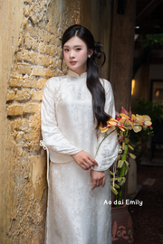 Loose cream modern ao dai with bell sleeves| Red Campion