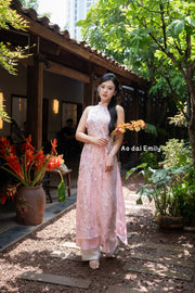 Sleeveless Cherry blossom Pre made ao dai| Sunshine Mimosa
