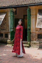 Loose modern Ao dai Gam with Rose pattern| Lily tree