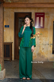 Dark Green flower patterns Ao Ba Ba | Fall Crocus