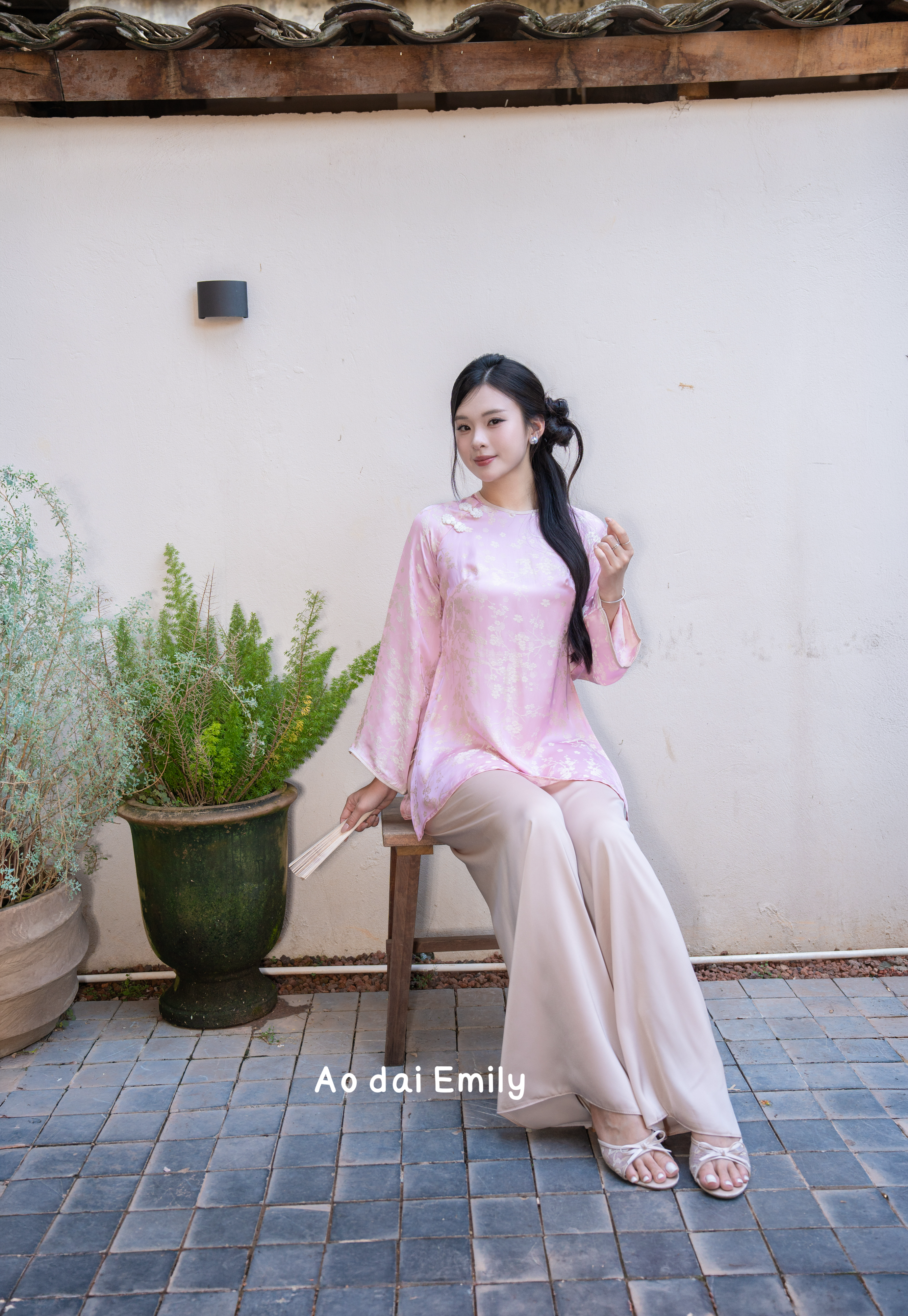 Pink/ Beige Cherry Blossom patterns Ao Ba Ba | Eustoma