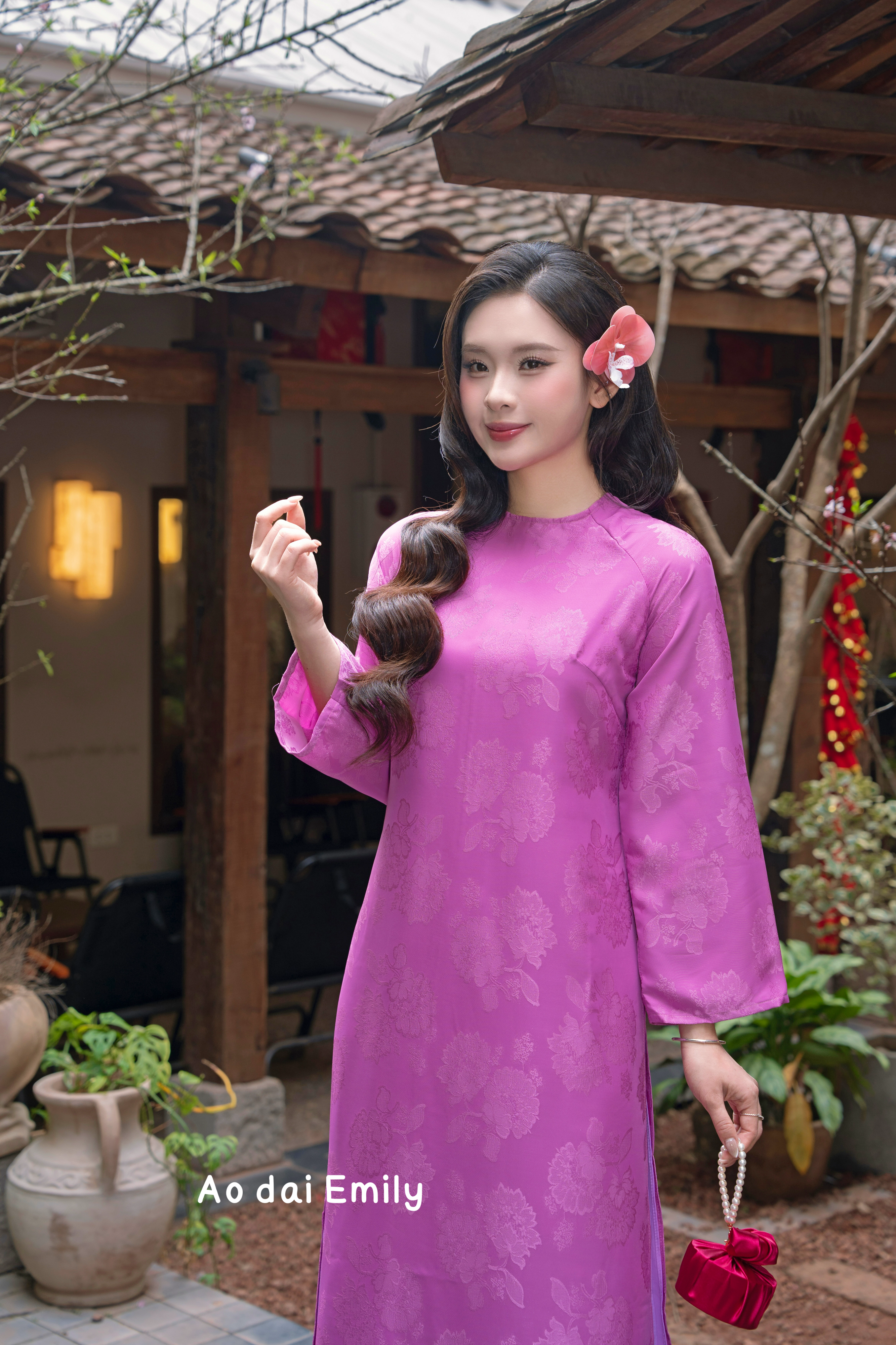 Trendy loosing plum purple modern ao dai| Daffodil