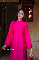 Hot pink/ Green Modern loosing ao dai with flowers pattern| Cransbill