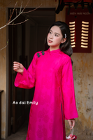 Hot pink/ Green Modern loosing ao dai with flowers pattern| Cransbill