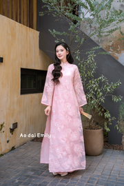 Trendy Pink loosing style pre made ao dai|  Dahlia