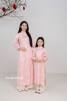 Pink/Cream Matching Family Spring Ao Dai Set