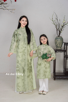 Matching Mom  Girl Ao Dai with Embroidery Spring patterns