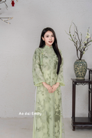 Matching Mom  Girl Ao Dai with Embroidery Spring patterns