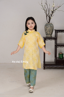 Yellow/ Green Matching Mom & Girl loosing style Modern Ao Dai | MC2Y01