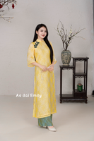 Yellow/ Green Matching Mom & Girl loosing style Modern Ao Dai | MC2Y01