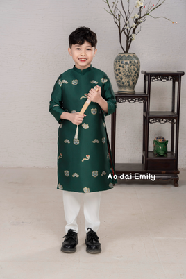 Dark Green Pre made Ao Dai for baby boy