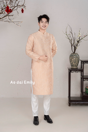 Beige Neutral color Ao dai for men| Luke