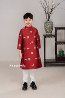 Red Pre made Ao Dai for baby boy with Spring pattern