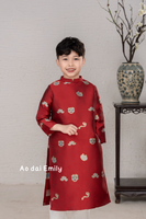 Red Pre made Ao Dai for baby boy with Spring pattern