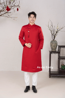 Plain Red Ao dai for men