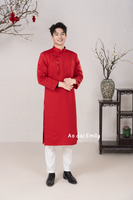 Plain Red Ao dai for men