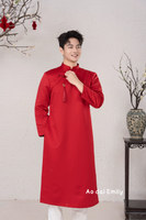 Plain Red Ao dai for men