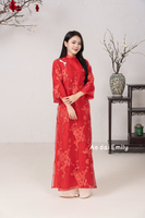 Lucky red Spring embroidery premade ao dai