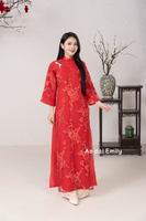 Lucky red Spring embroidery premade ao dai