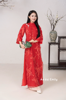 Lucky red Spring embroidery premade ao dai