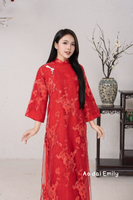 Lucky red Spring embroidery premade ao dai