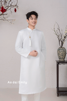 Plain White Ao dai for men
