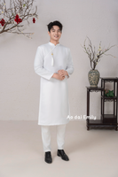 Plain White Ao dai for men