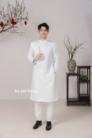 Plain White Ao dai for men