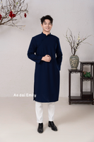 Plain Midnight Blue Ao dai for men