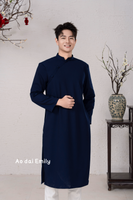Plain Midnight Blue Ao dai for men
