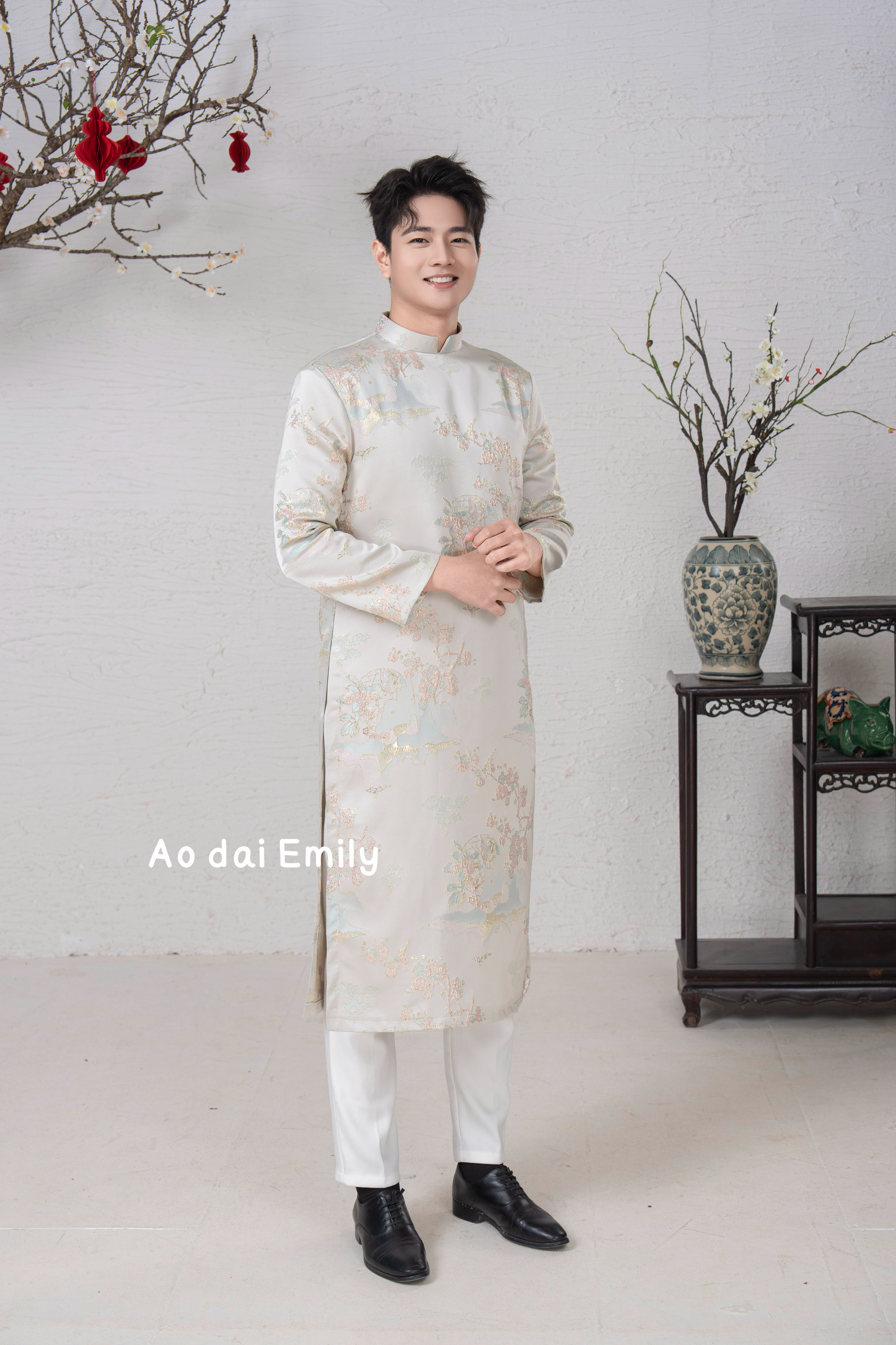 Neutral color Ao dai for men