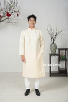 Plain Cream Ao dai for men| MNC001