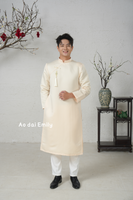 Plain Cream Ao dai for men| MNC001