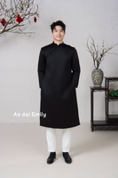 Plain Black Ao dai for men
