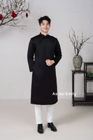 Plain Black Ao dai for men
