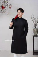 Plain Black Ao dai for men