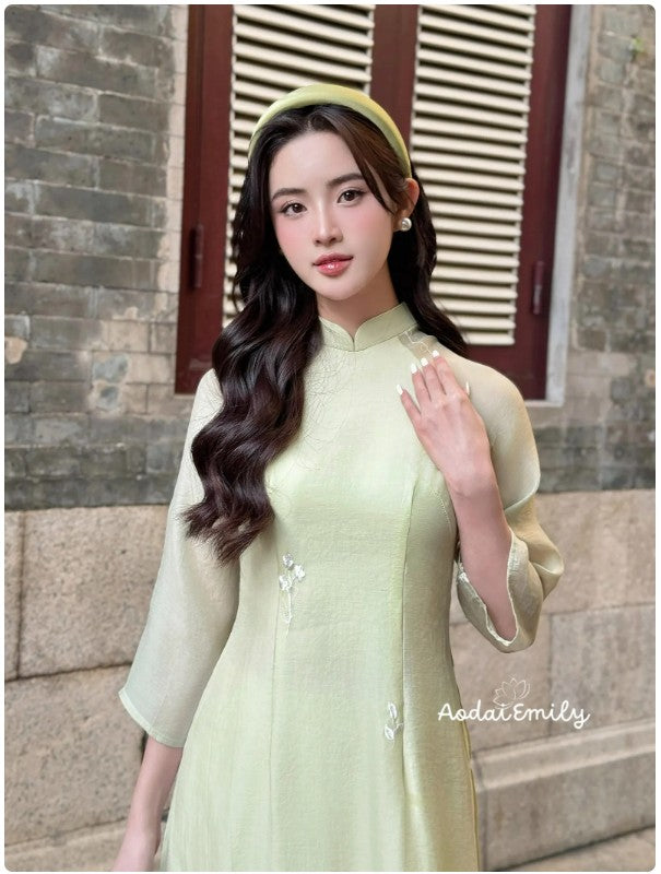 LANTANA Double layers Modern ao dai with embroidery flowers