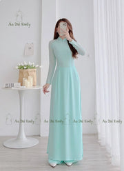 |Double layers chiffon Ao Dai Set with buttons