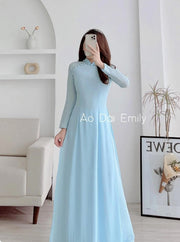 Double layers chiffon Ao Dai Set with design button