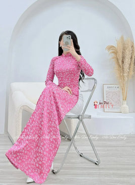DAVINA Tulip pattern Pre made ao dai with designed buttons