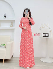 Pre made ao dai Viet Nam with pearls collar