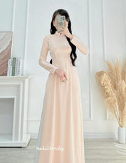 Nude/Light Pink Plain ao dai with buttons