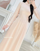 RORY Nude/Light Pink Plain ao dai with buttons