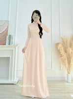 RORY Nude/Light Pink Plain ao dai with buttons