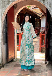 Modern taffeta with cherry blossom flowers pattern