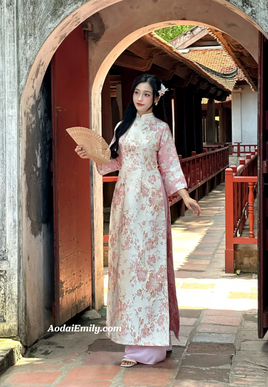 MARGARET Pink Modern taffeta with cherry blossom flowers pattern