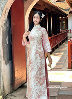 MARGARET Pink Modern taffeta with cherry blossom flowers pattern