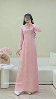 FIONA Ao dai Gam with Cherry Blossom Flowers with buttons