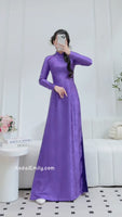 AURA Purple Ao Dai Gấm with crystals collar