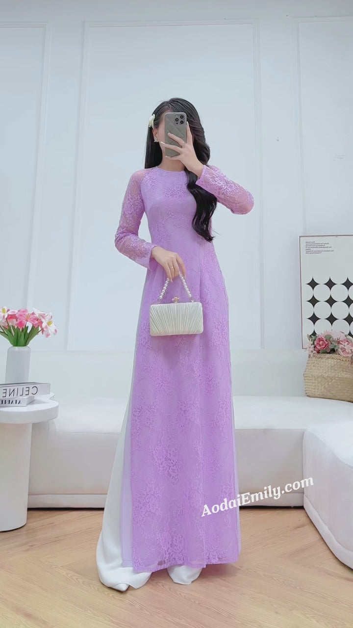 Load video: Purple Traditional Lace áo dài